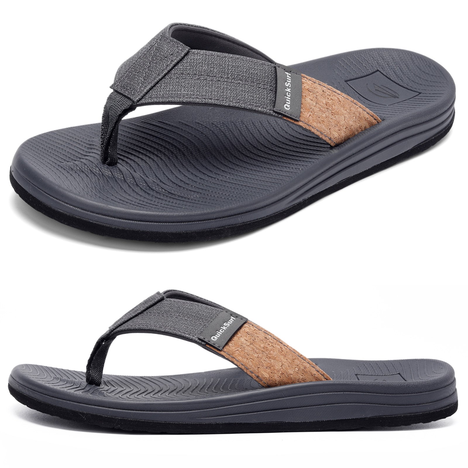 Quicksurf Men's Classic Flip Flops - Minimalist Sandals with Comfort Arch